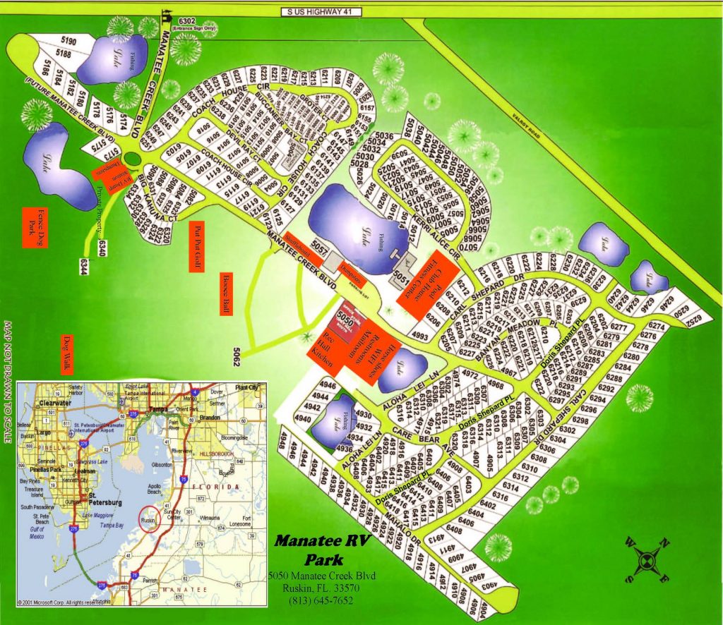 RV Resort Map of Manatee RV Park in Ruskin, FL